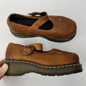 Dr Doc Martens Brown Leather Mary Jane Shoes Sz 7